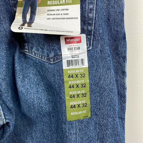 Wrangler Jeans 44 x 32 Regular Fit Medium Dark Wash Denim Straight Leg - Picture 8 of 11